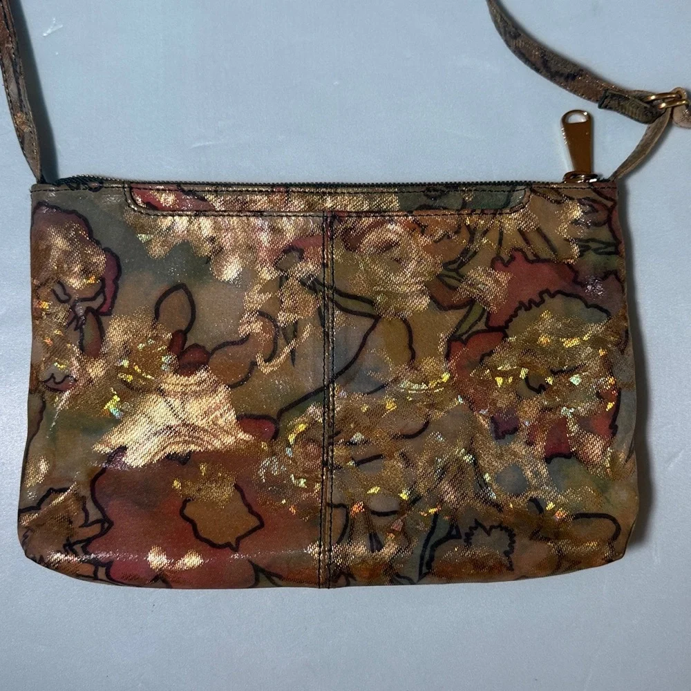 HOBO INTERNATIONAL Metallic Crossbody Purse Mara Bag Watercolor Floral - Picture 5 of 13